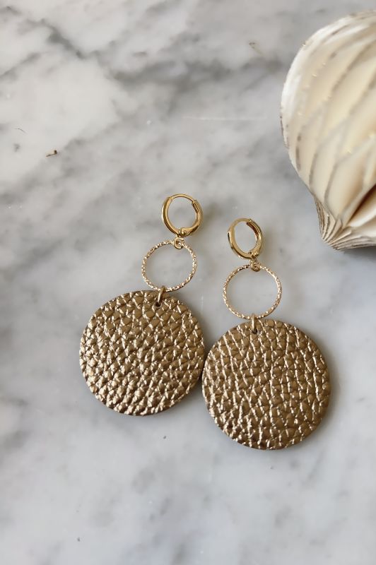 Earrings coco love*leather gold filled