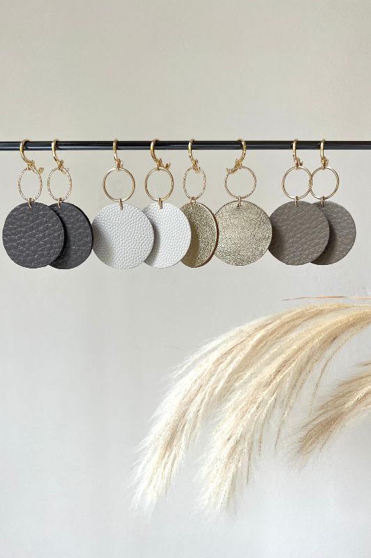 Earrings coco love*leather gold filled