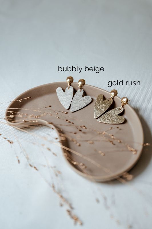 Earrings big love*leather gold filled*stud