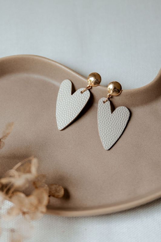 Earrings big love*leather gold filled*stud