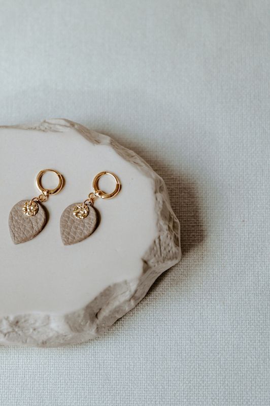 Oorbellen julia's mini me*leer gold filled*clip