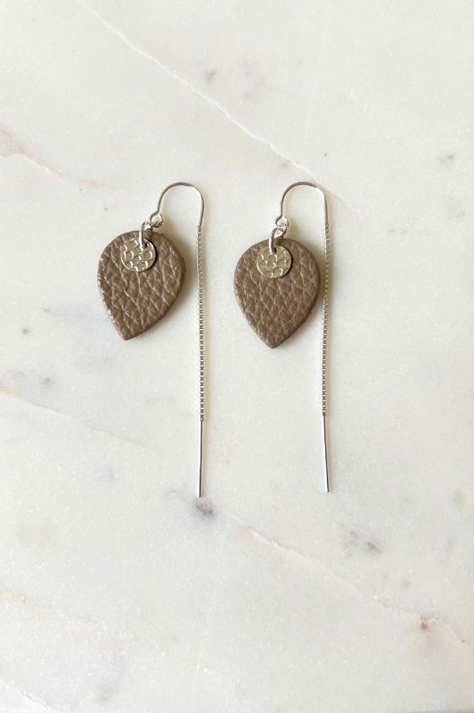 Earrings julia's mini me*leather gold filled*basic