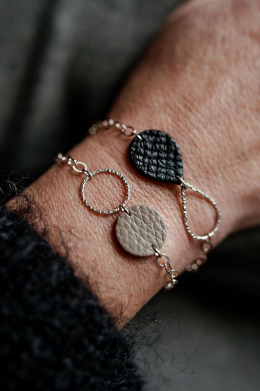 Armband mini me*leer silver