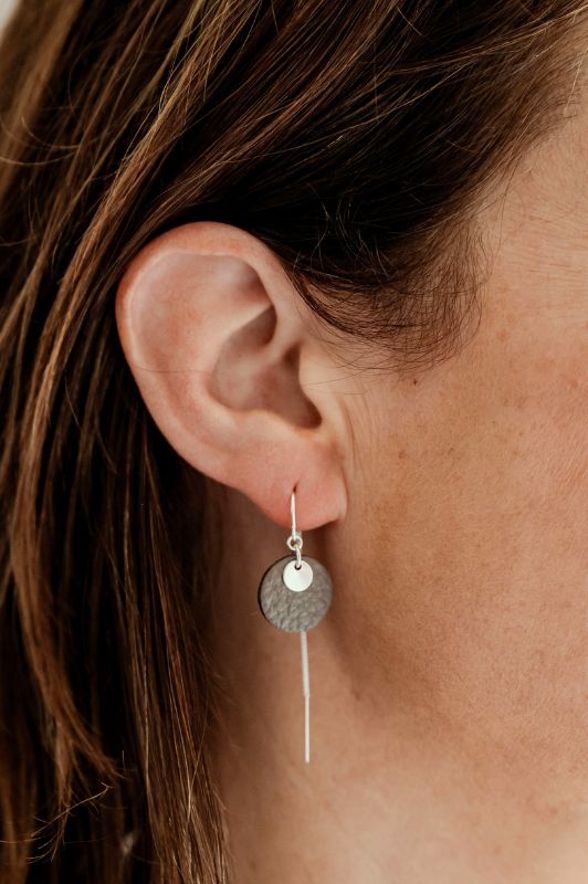 Oorbellen mini eye on you*leer silver