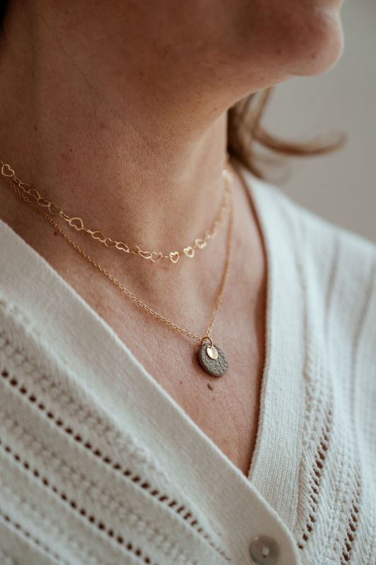 Ketting mini eye on you*leer gold filled