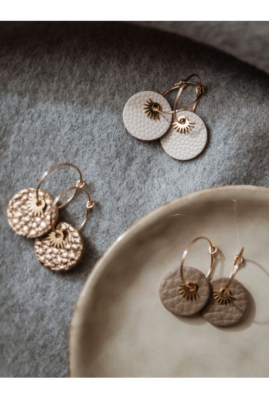 Earrings mini eye in love*leather gold filled*basic