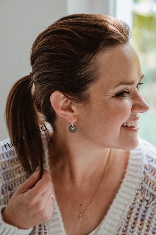 Oorbellen mini eye in love*leer gold filled*basic