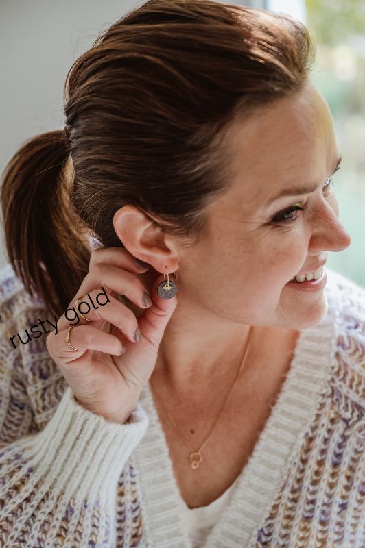 Oorbellen mini eye in love*leer gold filled*basic