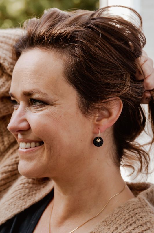 Oorbellen mini eye in love*leer gold filled*basic