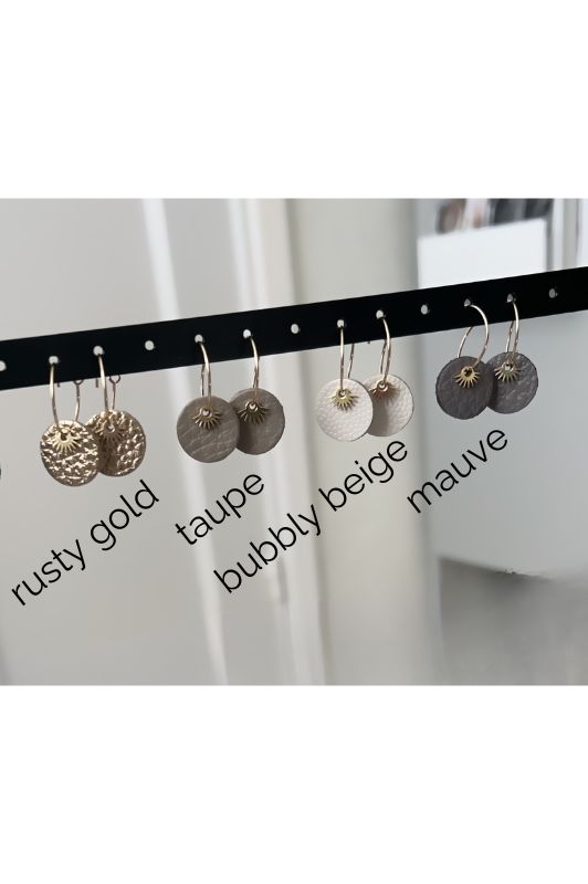 Earrings mini eye in love*leather gold filled*basic