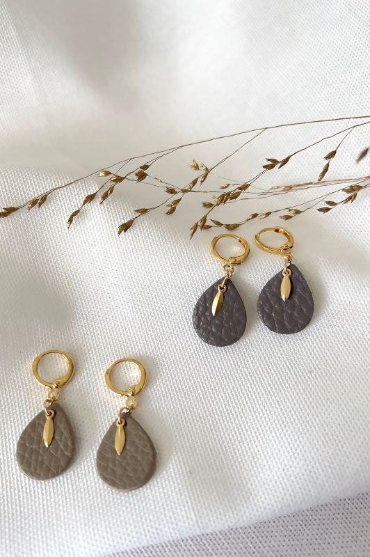 Earrings spiky mini me*leather gold filled*clip