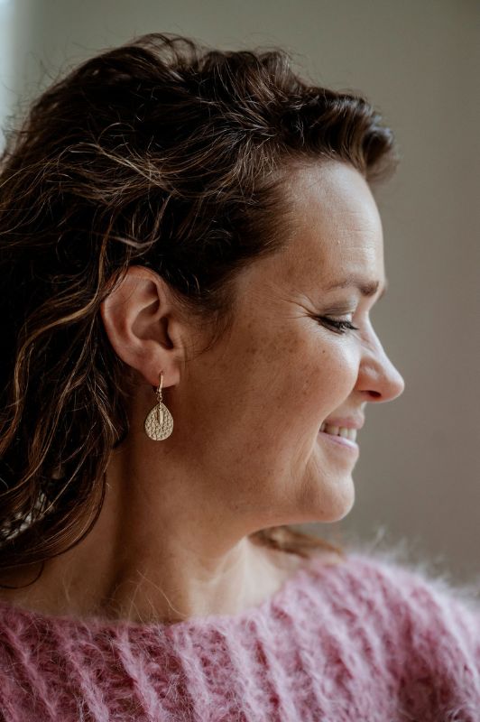 Oorbellen spiky mini me*leer gold filled*clip