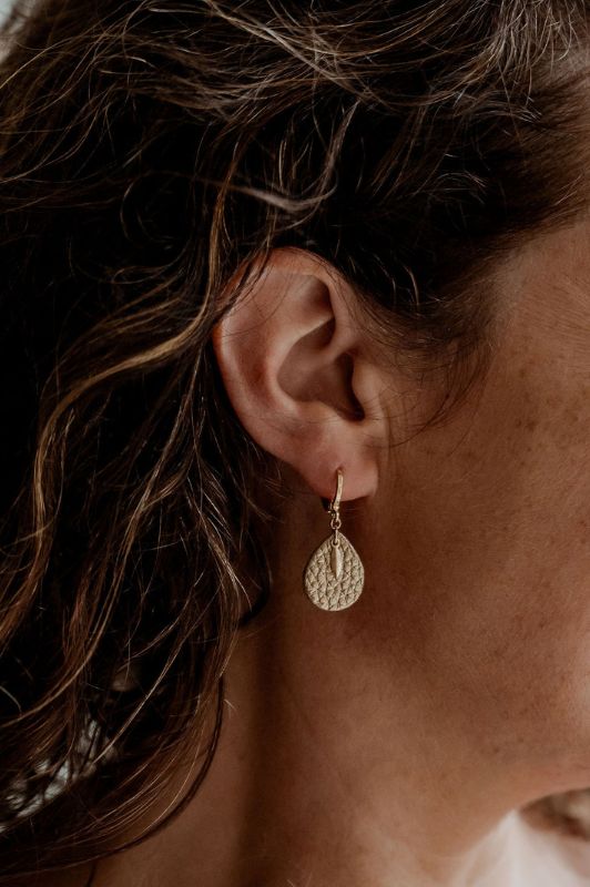 Earrings spiky mini me*leather gold filled*clip