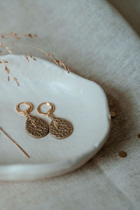 Oorbellen spiky mini me*leer gold filled*clip