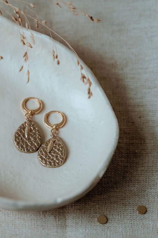 Earrings spiky mini me*leather gold filled*clip