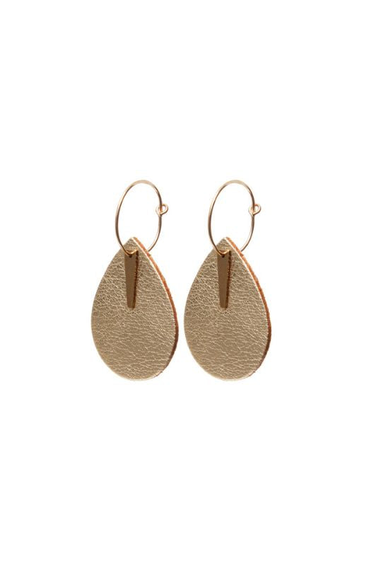Earrings spiky little love*leather gold filled