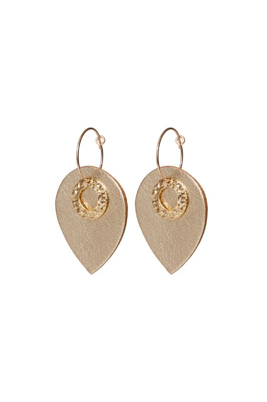 Earrings see through little love*leather gold filled