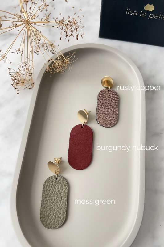 Earrings julia's mini me*leather gold filled*basic