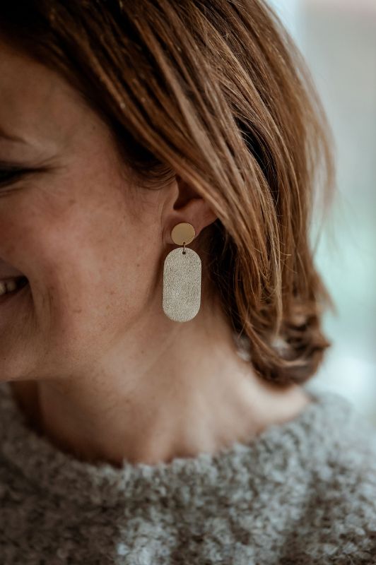 Earrings julia's mini me*leather gold filled*basic