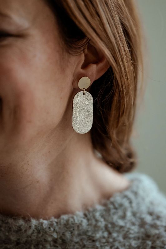 Earrings julia's mini me*leather gold filled*basic