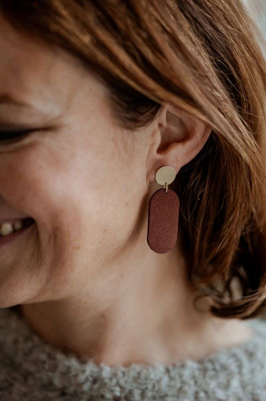 Earrings julia's mini me*leather gold filled*basic