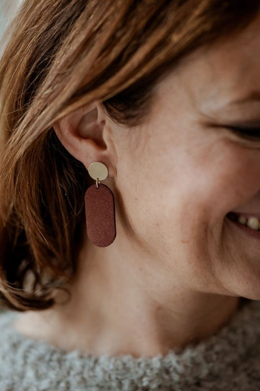 Earrings julia's mini me*leather gold filled*basic
