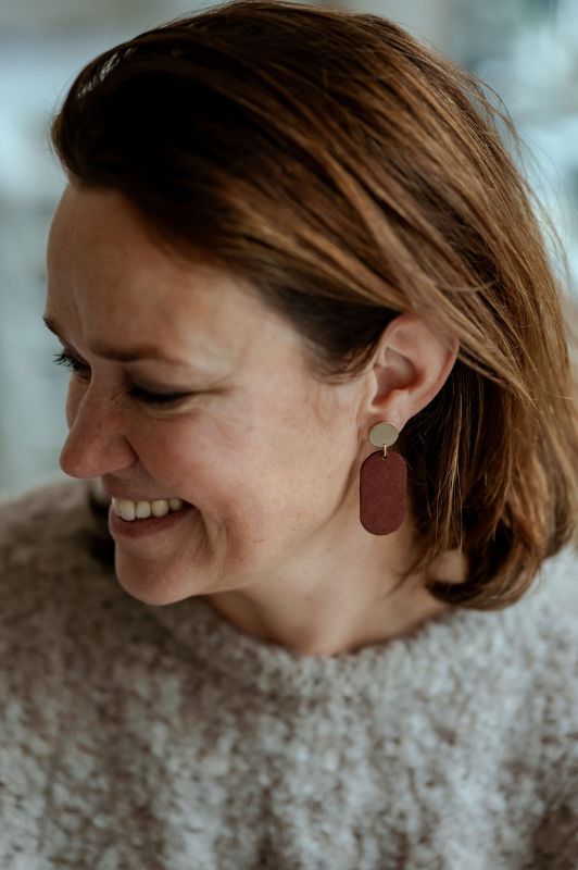 Earrings julia's mini me*leather gold filled*basic