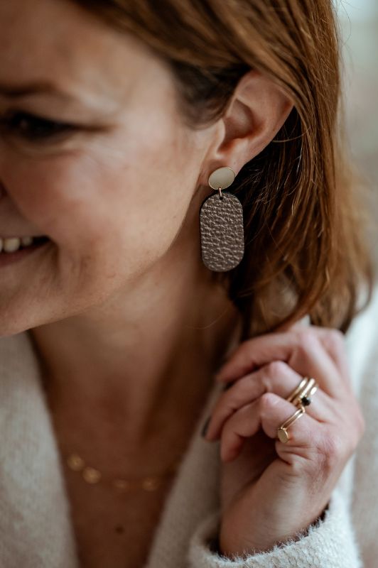 Earrings julia's mini me*leather gold filled*basic