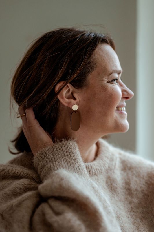 Earrings julia's mini me*leather gold filled*basic