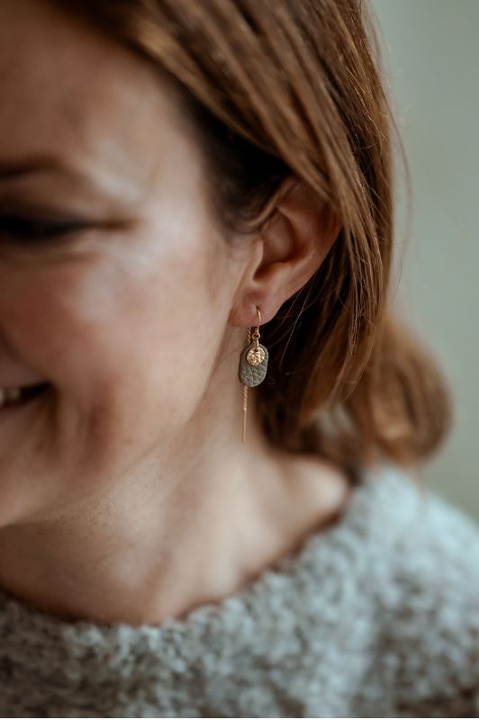 Oorbellen julia's pillow talk*leer gold filled*oorketting