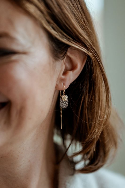 Oorbellen julia's pillow talk*leer gold filled*oorketting