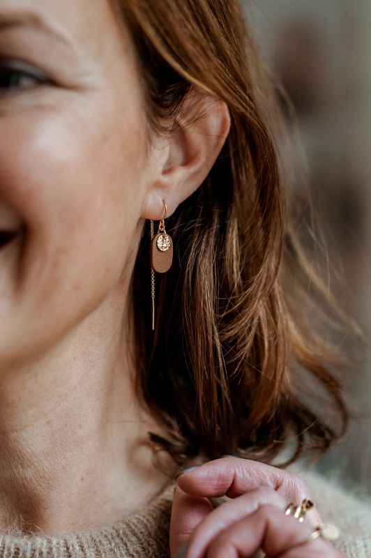 Oorbellen julia's pillow talk*leer gold filled*oorketting