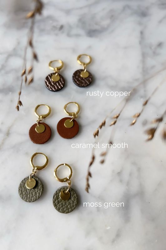Earrings mini eye on you*leather gold filled*clip