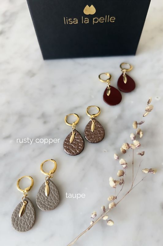 Earrings spiky mini me*leather gold filled*clip