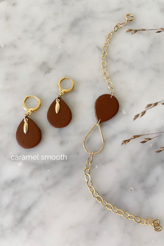 Earrings spiky mini me*leather gold filled*clip