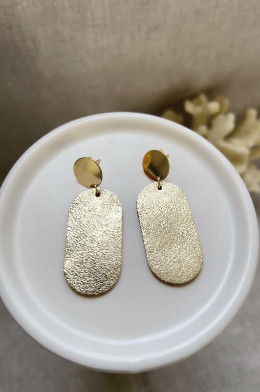 Earrings julia's mini me*leather gold filled*basic