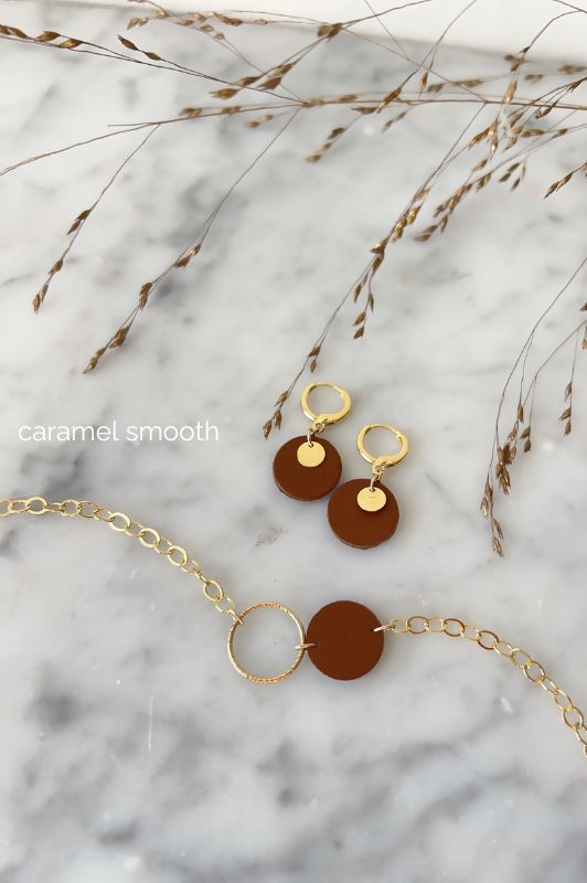 Earrings mini eye on you*leather gold filled*clip