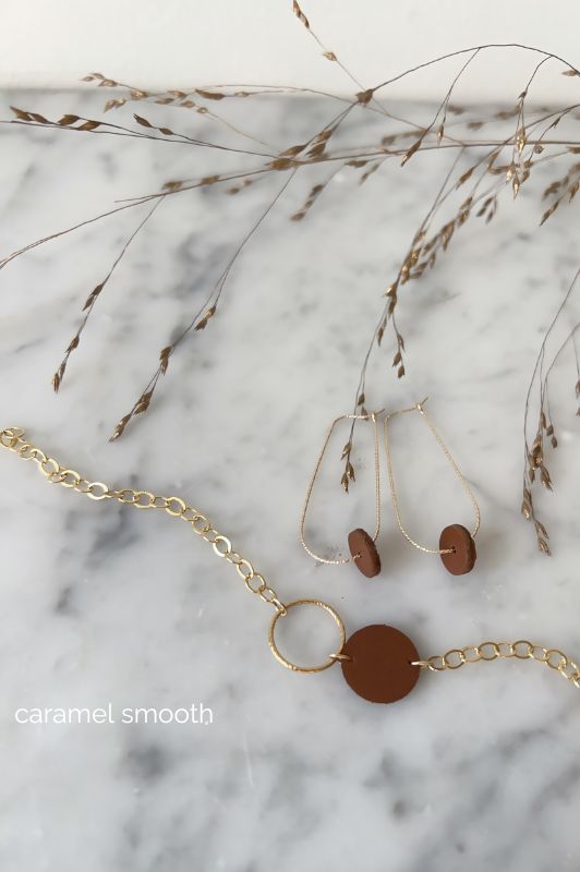 Earrings julia's mini me*leather gold filled*basic