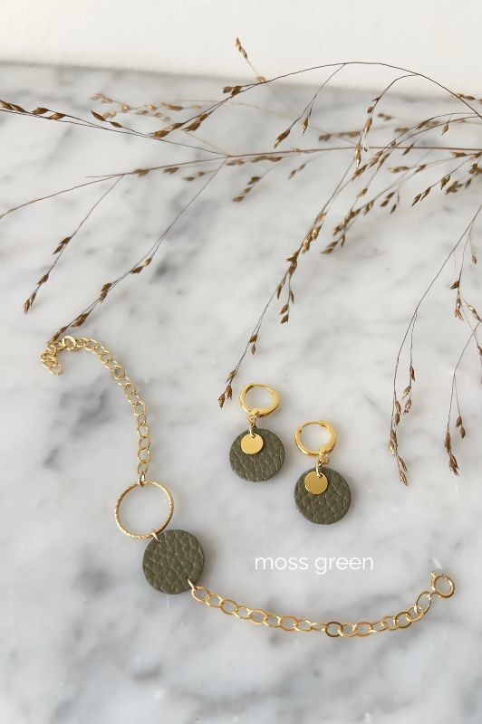 Earrings mini eye on you*leather gold filled*clip