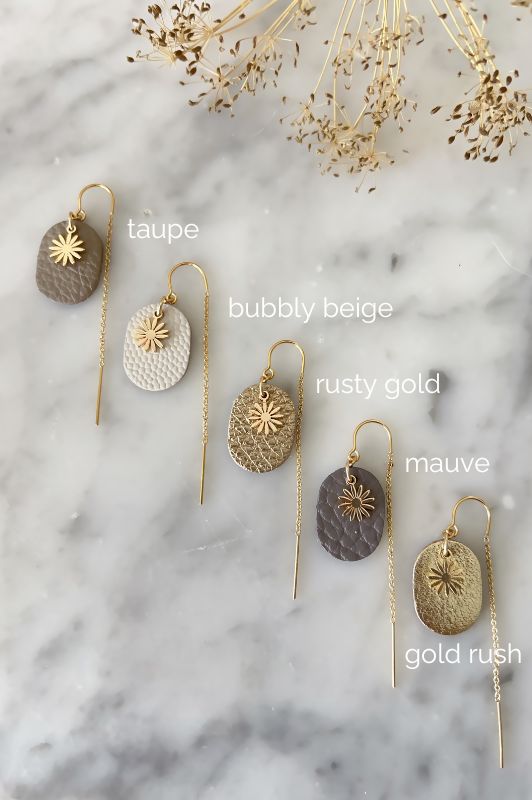 Earrings julia's mini me*leather gold filled*basic