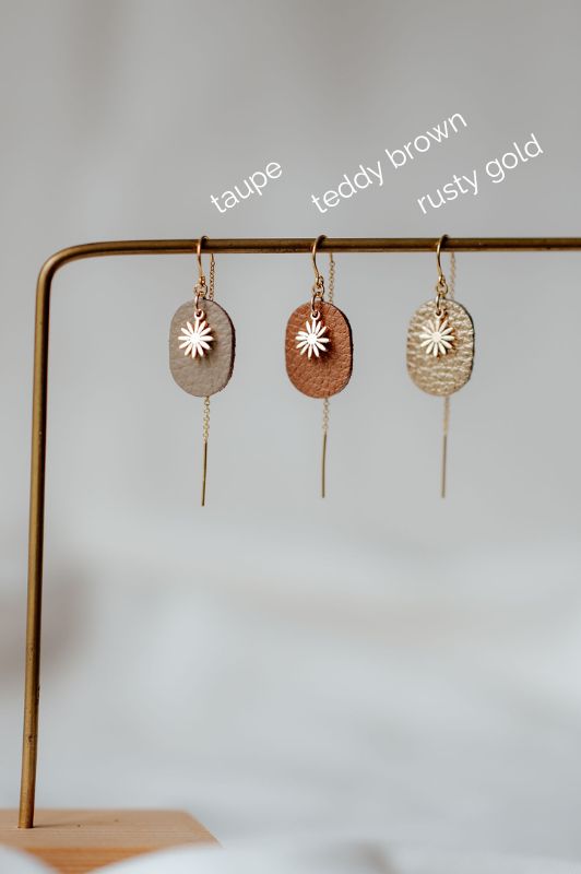 Earrings julia's mini me*leather gold filled*basic