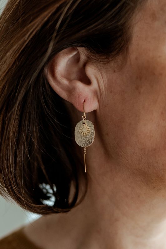 Earrings julia's mini me*leather gold filled*basic
