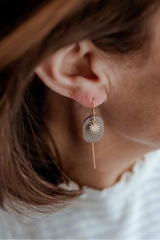 Earrings julia's mini me*leather gold filled*basic