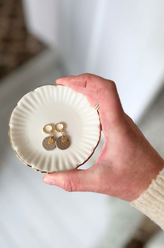 Oorbellen mini eye on you*leer gold filled*clip