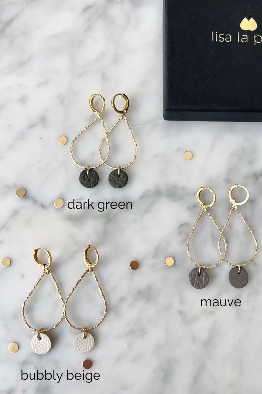 Earrings Moo's love drop*leather gold filled*structure