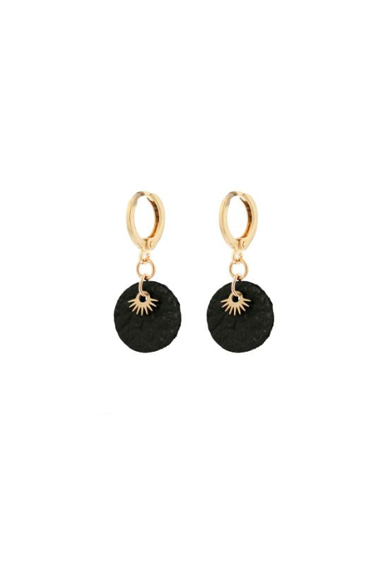 Earrings mini eye in love*leather gold filled*clip