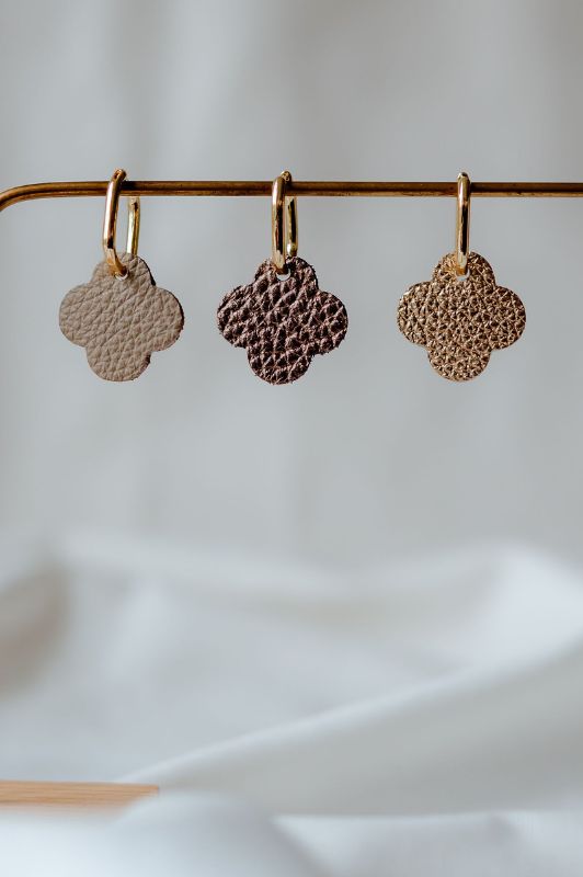 Earrings miss coco*leather gold filled