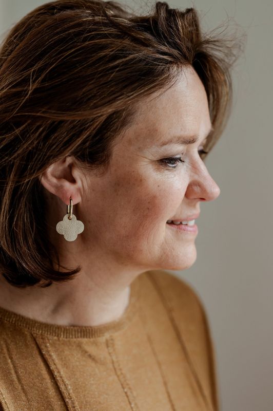 Earrings miss coco*leather gold filled
