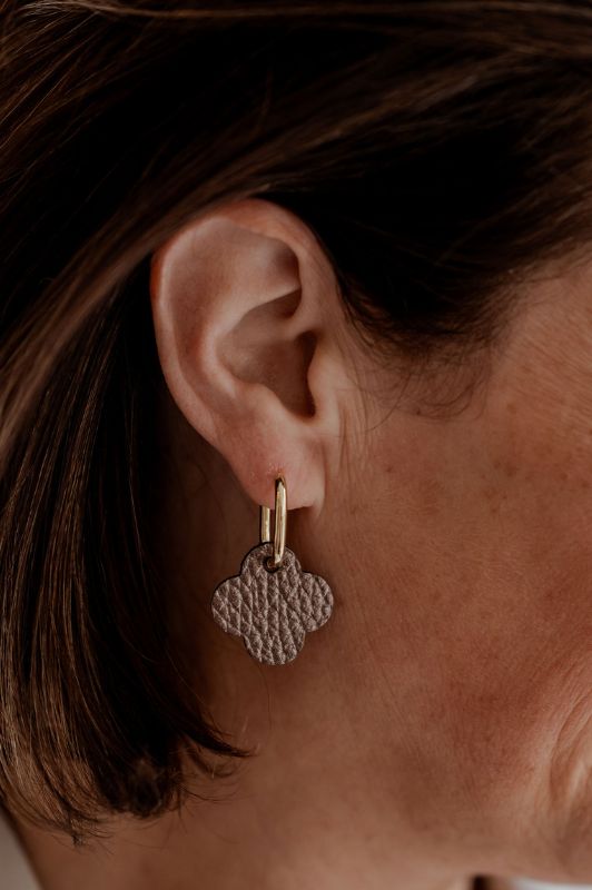 Earrings miss coco*leather gold filled