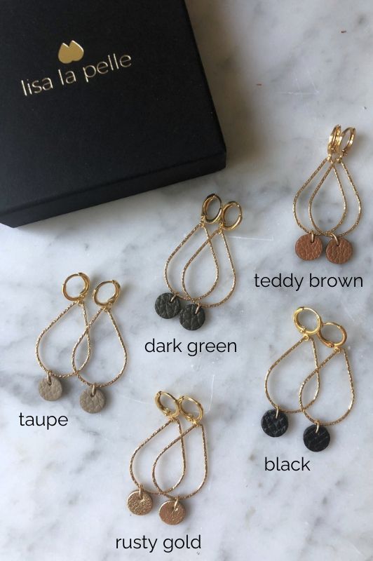 Earrings Moo's love drop*leather gold filled*structure